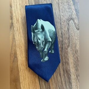 CHANGILL Rhinoceros Tie Handmade Blue Silk Classic Business Office Event Novelty